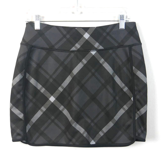 Athleta Tech Wander Mini Skirt Gray Plaid Fleece Lined Size Small - Picture 1 of 8